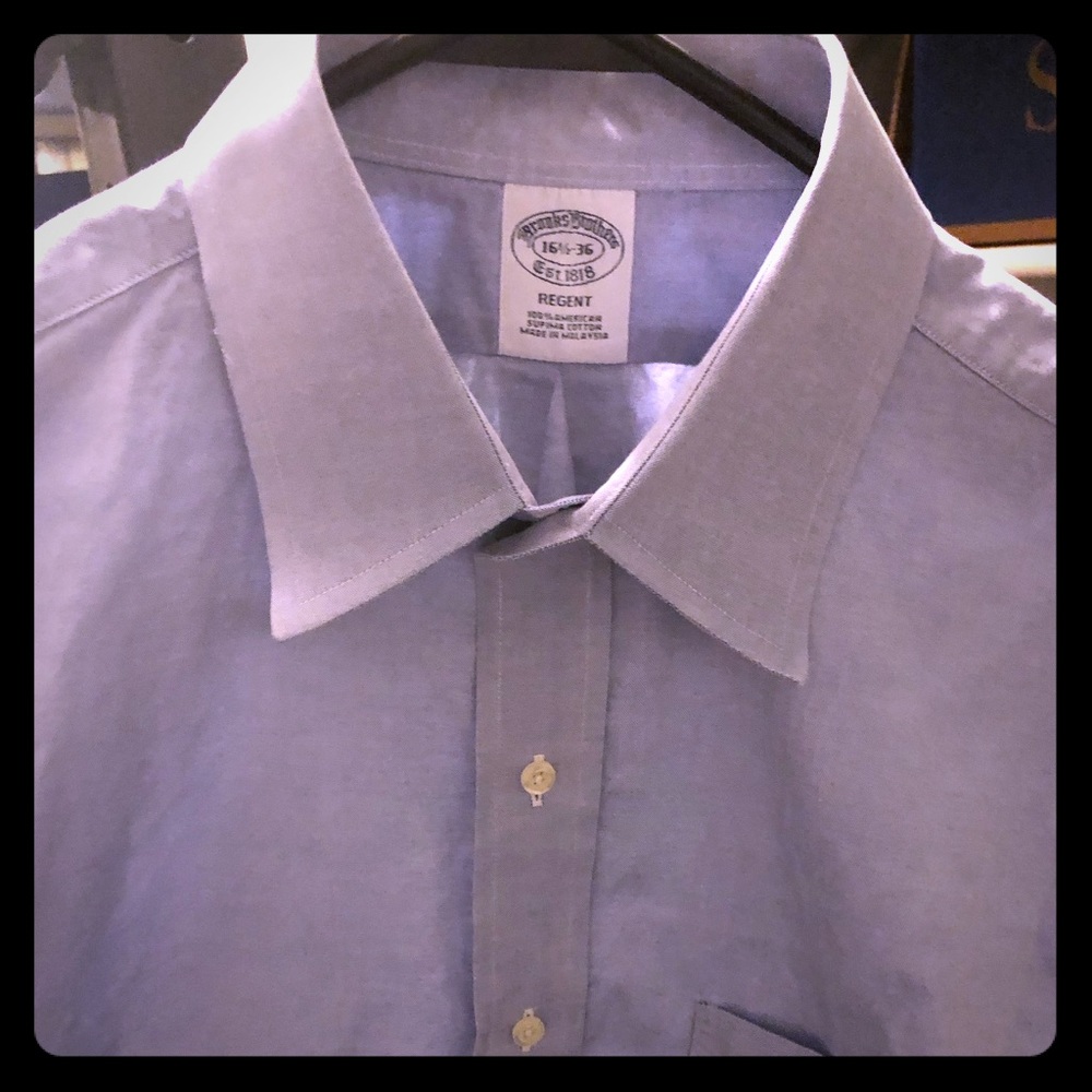 BROOKS BROTHERS Regent Dress Shirt 16.5 Blue.
